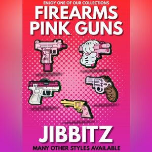 Croc Charms Crocs Jibbitz NEW 5 Piece Set Pink Firearms Guns